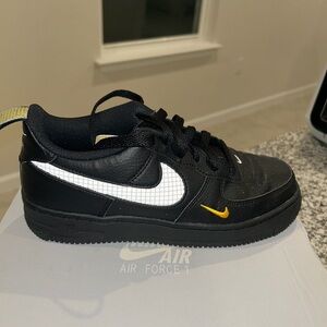 Nike Air Force 1 Black with White and Yellow Accents